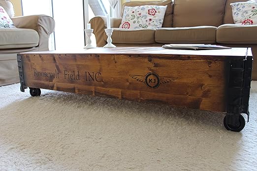 Uncle Joe S Couchtisch Truhe Holzkiste Beistelltisch Vintage Shabby Chic Landhaus Massivholz Nussbaum Amazon De Kuche Haushalt