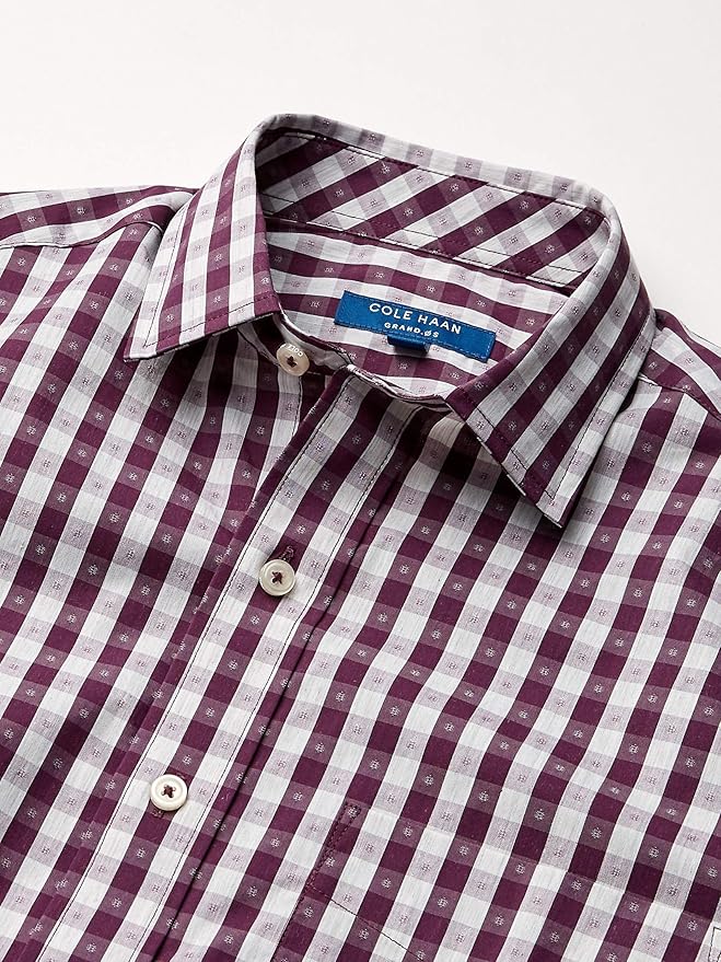 Cole Haan 可汗 修身款 男式格纹长袖衬衫 M码2折.77 海淘转运到手约￥144