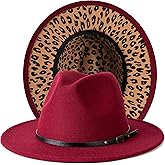 Gossifan Women Two Tone Wide Brim Fedora Felt Panama Hats Classic Belt Buckle