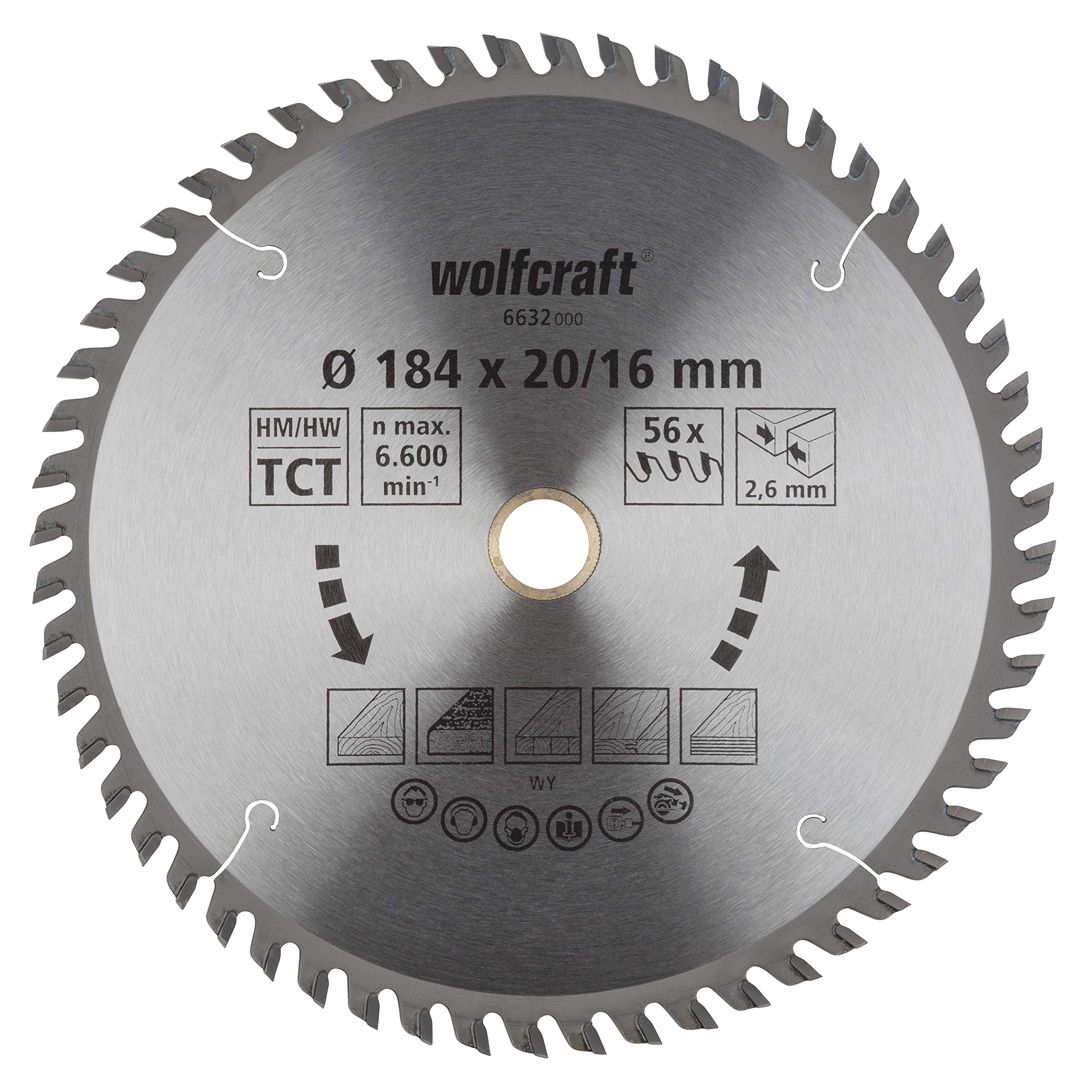 wolfcraft TC Circular Hand Saw Blade, orange series I 6632000 I Fine, clean cuts