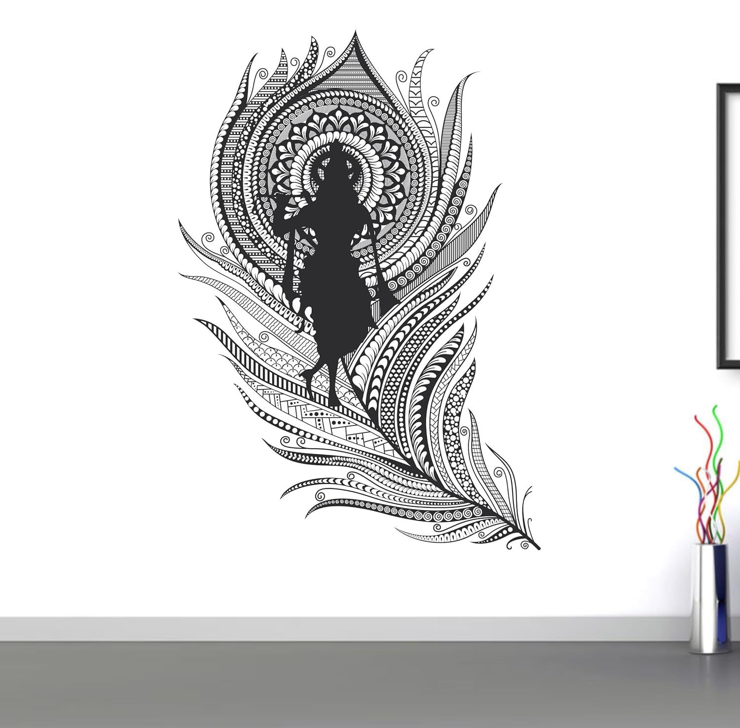 Buy Happy Walls Decals 'Lord Krishna with Flute' Wall Sticker (PVC