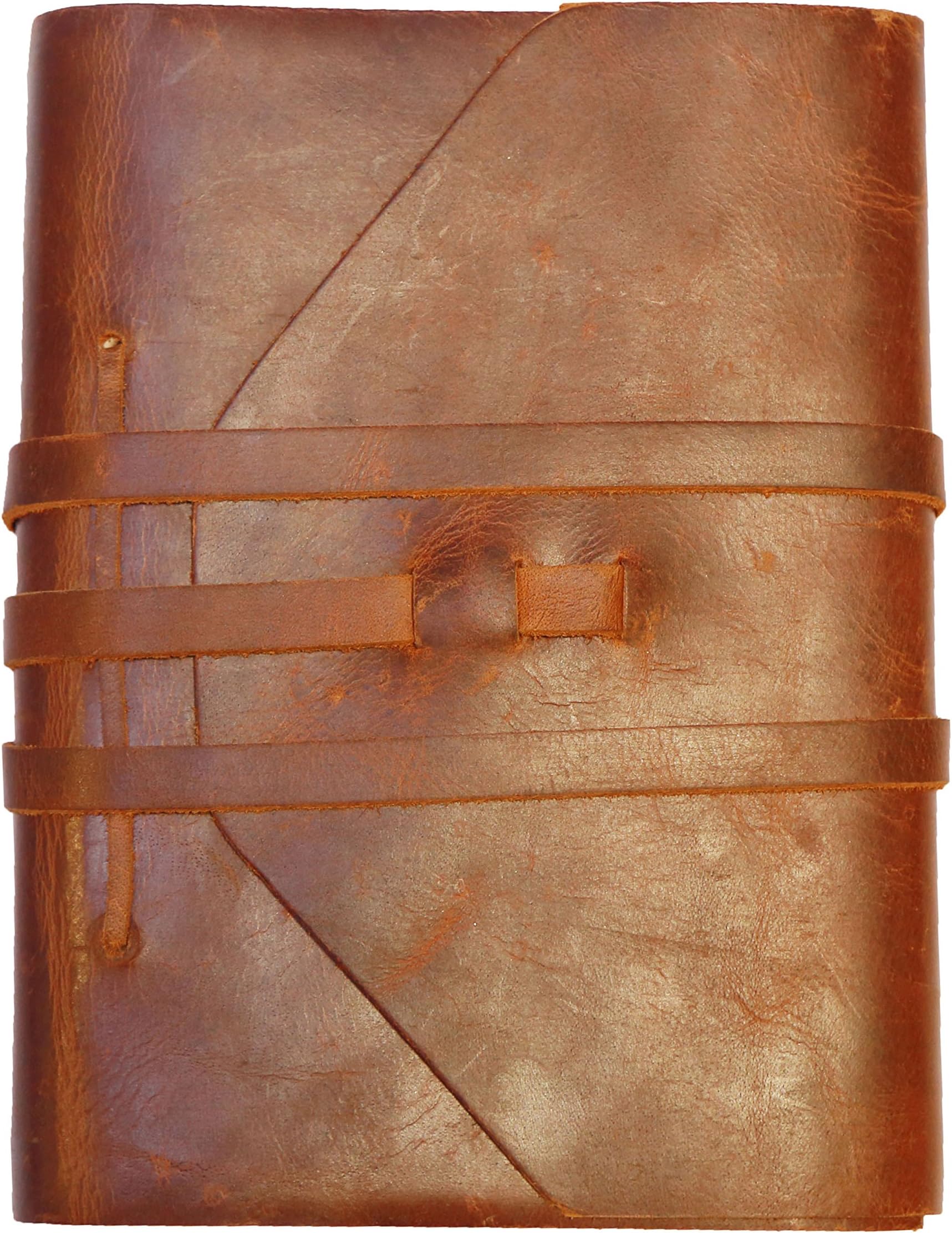 Antique Leather Bound Writing Journal Scrapbook | Penholder| Diary For Adults & Teens With 100 Unlined Sheets | Notebook For Food & Exercise Planning Travel & More