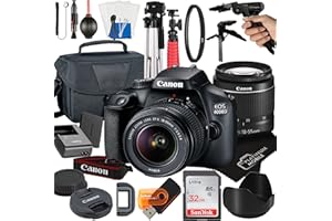 Canon EOS 4000D / Rebel T100 DSLR Camera with 18-55mm Lens + Platinum Mobile Accessory Bundle Package Includes: SanDisk 32GB 