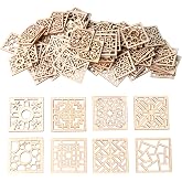 100Pack Wooden Embellishments Flower Cutouts 4x4 cm Blank Wedding Decoration Wooden Ornaments Wood Crafts Chips for DIY Crafts Gift Tags