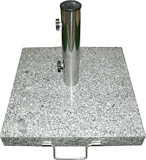 Nexos Sonnenschirmständer 30kg polierter Granit Edelstahl eckig 45 x 45 cm Schirmständer mit Griff und Rollen