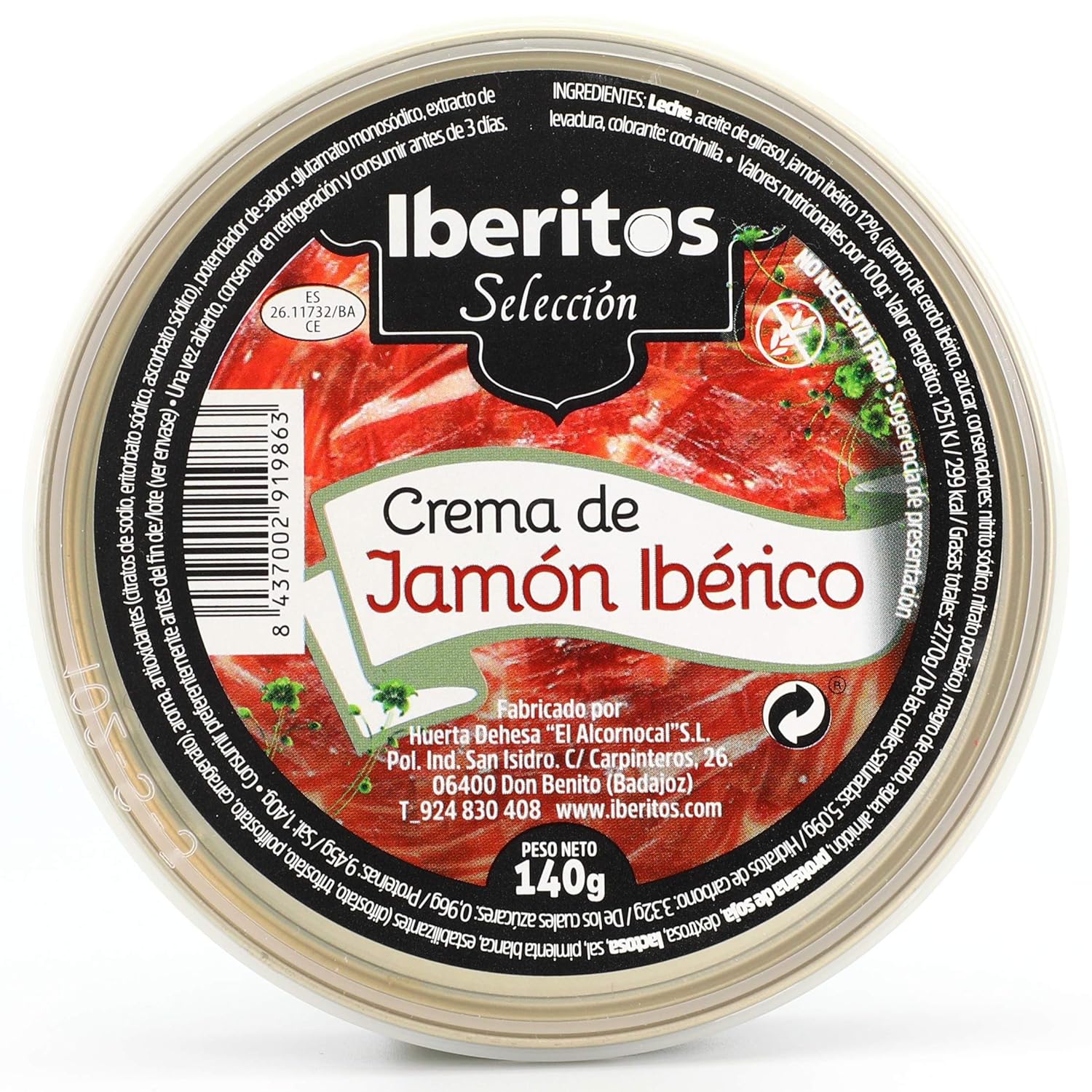 Iberitos - Crema de Jamon Iberico - 1 Lata x 140 gr: Amazon.es ...