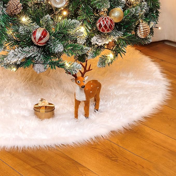 Weihnachtsbaum Rock 90cm Weiß - Plüsch Teppich Für Christbaumständer