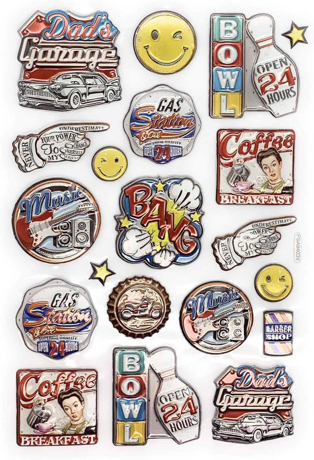 JourneyCraft - 3-Dimensional Retro & Vintage Travel, Road Trip Scrapbooking Stickers | Scrapbook Kit - Scrapbook Stickers | Perfect for Scrapbooking, Card Making & Paper Crafts Retro Stickers
