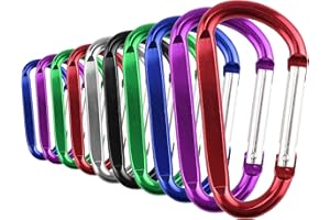 SWATOM Aluminum D-Shape Carabiner Clip 1.6/1.8/2.2/2.6/3 Inches Spring Snap Hook Keyring Carabiners for Camping Traveling Hiking Keychains Outdoor Accessories (10P/20P)