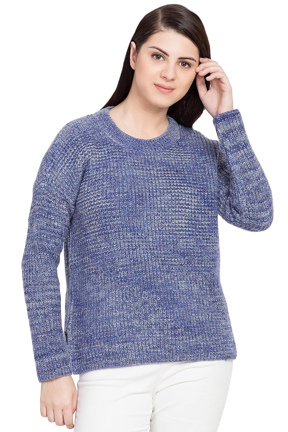 boxymoxy purple full sleeves woolen top mix knit sweater pullover for girls & women