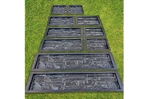 BETONEX 10 pcs ABS 2mm Flagstone Limestone Plastic Cement Molds Cement Wall Mould Concrete Tile Cement Mold Brick DIY Forms - De Pared Moldes para Cemento Rock Molds for Concrete Prensa para Pared