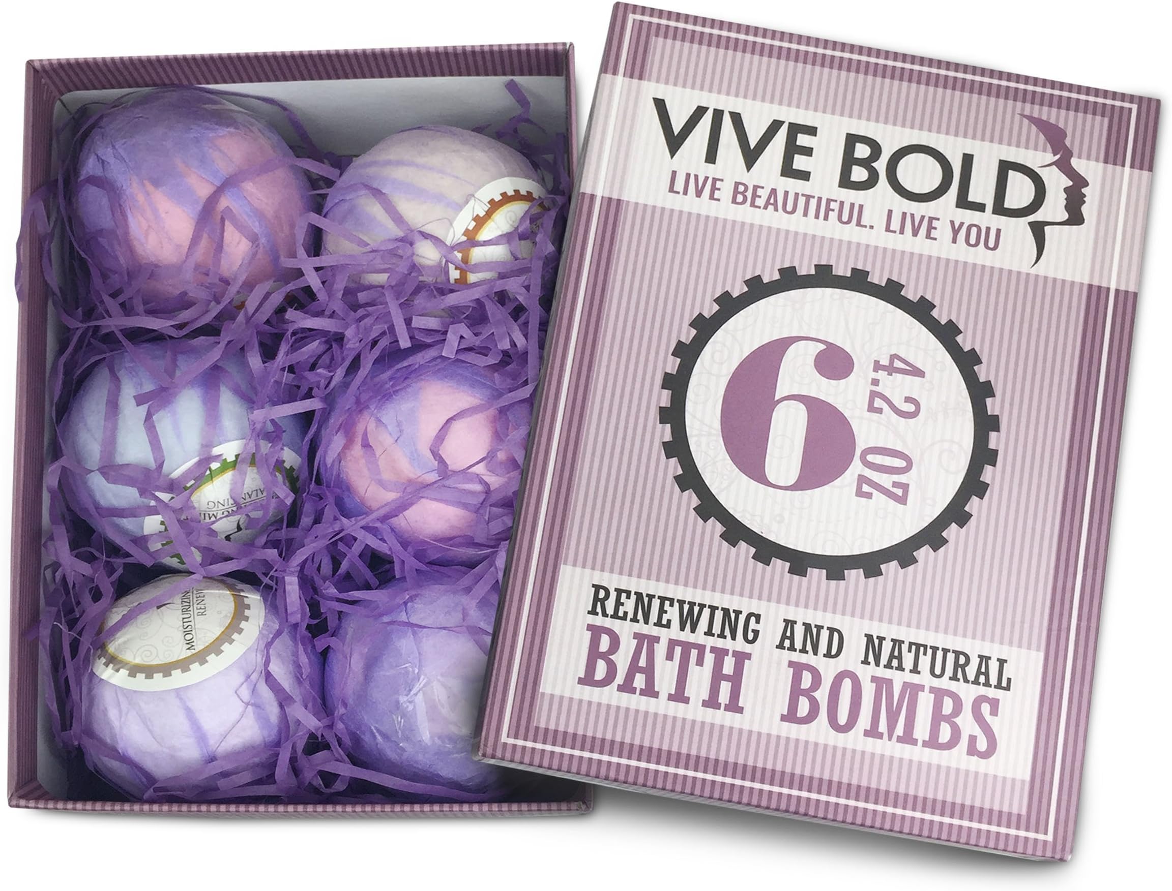 100% Organic Vive Bold Bath Bombs Set of 6 – Made with Therapeutic Fragrances