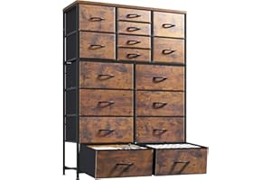Romorgniz 57“H Dresser for Bedroom with Multiple Drawers, Fabric Dressers & Chests of Drawers for Bedroom,Large Dresser, Sturdy Metal Frame & Wood Top,Entryway, Hallway(Rustic Brown)