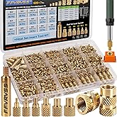 FFVRVSS 600+7Pcs Brass Threaded Inserts M2 M2.5 M3 M4 M5 M6 for 3D Printing | Heat Set Insert with Tips Tools, Brass Knurled Nuts for Plastic PLA PETG ABS PPS &amp; More, Sturdy Case, Iron Not Included