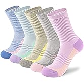 Crew Socks Women Athletic Hiking Running Cushioned Compression Socks 3-5 Pairs