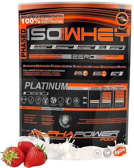 ALPHAPOWER FOOD® - ALPHAPURE SERIES®: 5 IsoWhey Protein Platinum 5 PHASED-ISOCFM®, CFM Whey Isolate, Iso Whey Zero Carbs adde