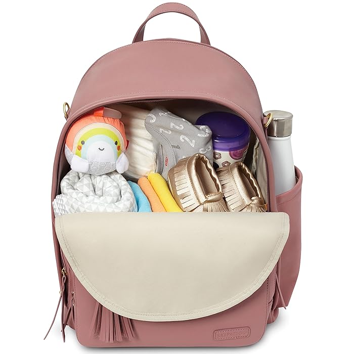 Image 6 - Skip Hop Diaper Bag Backpack: Greenwich Multi-Function Baby Travel Bag with Changing Pad and Stroller Straps, Vegan Leather, Dusty Rose