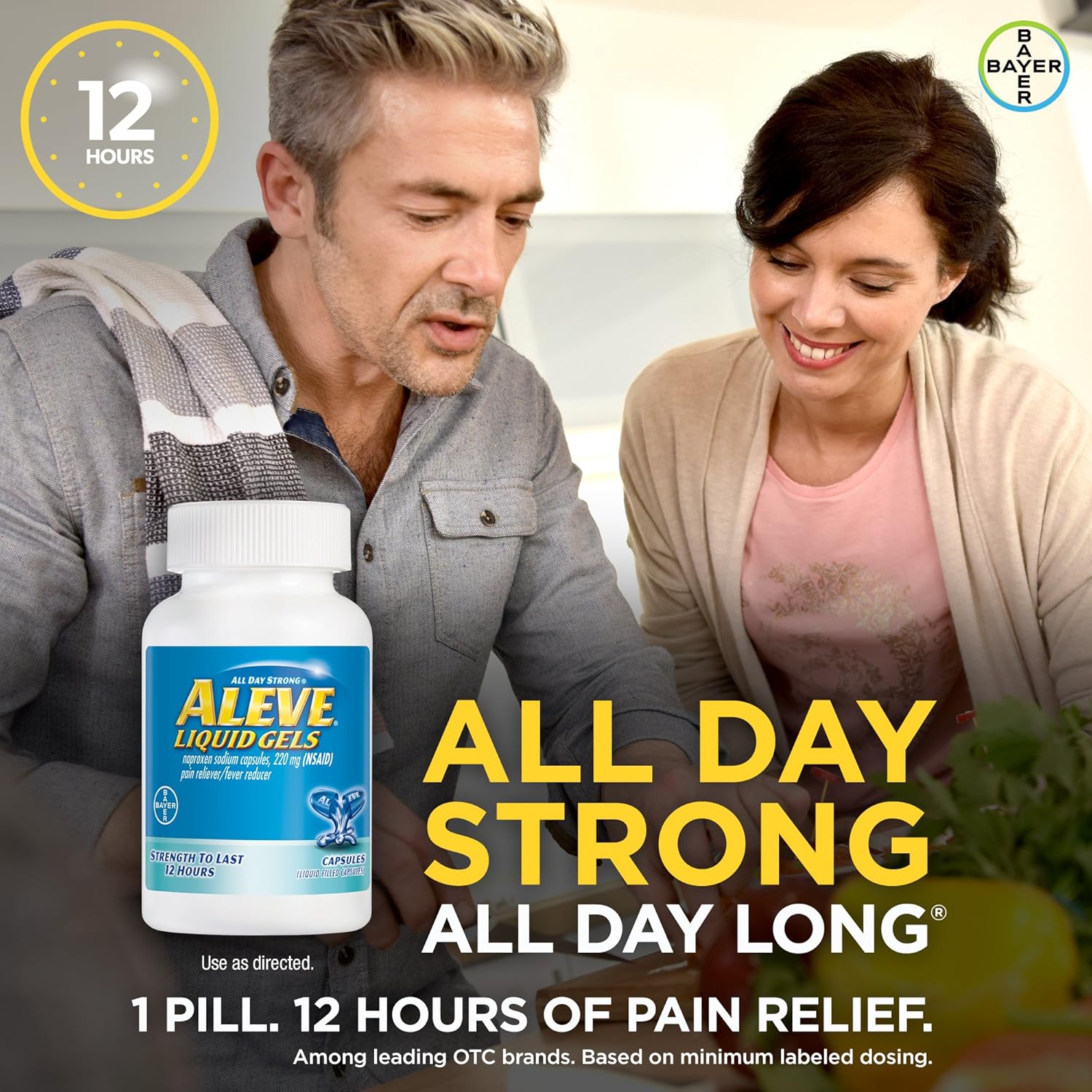 Aleve Liquid Gels, Naproxen Sodium Capsules 220 mg (NSAID), Pain Reliever/Fever Reducer, Fast Pain Relief, 20 Count: Prime Pantry