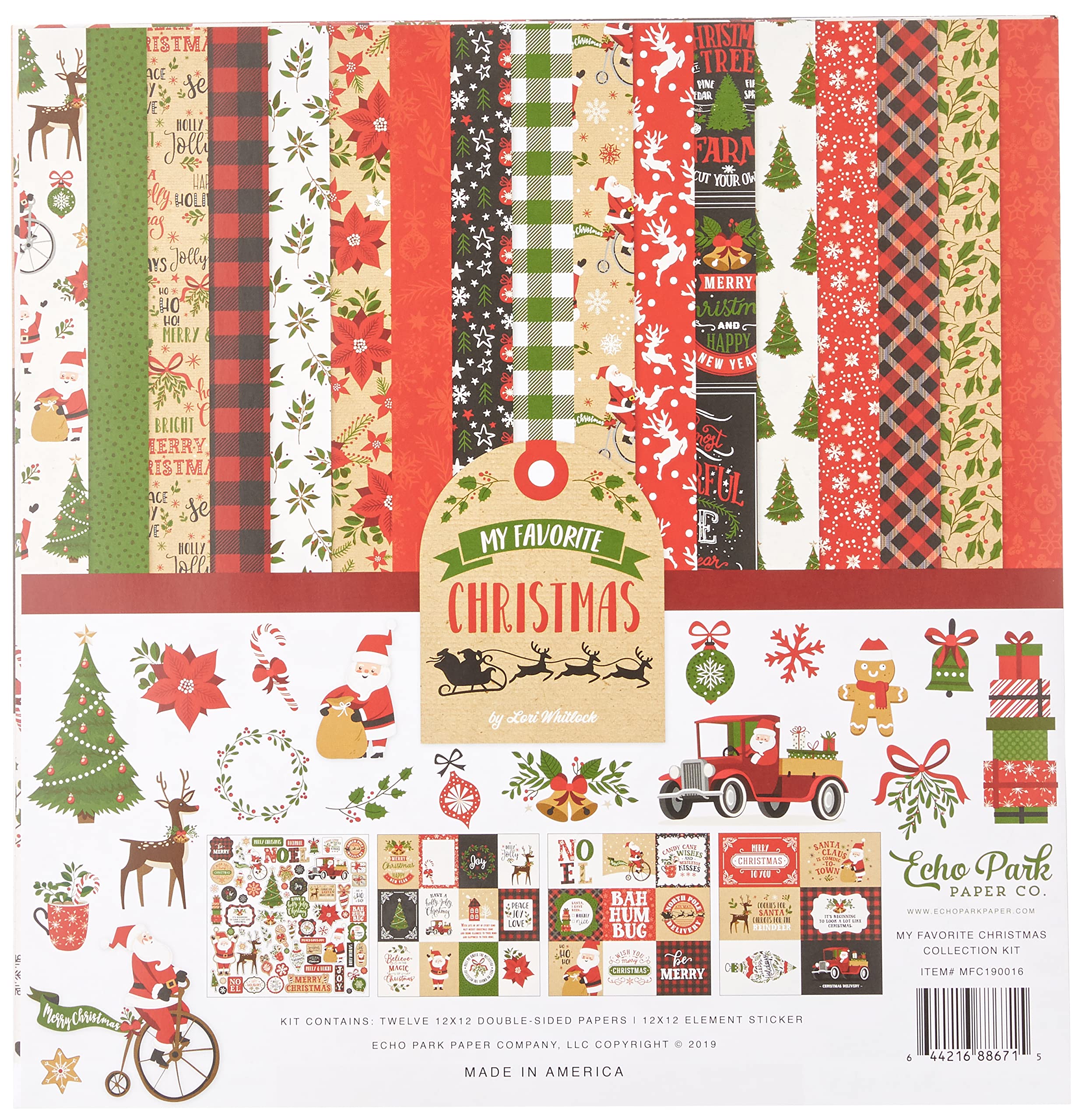 Echo Park Paper My Favorite Xmas COL 12X12 KIT, Red, Green, Black,Chalkboard, Tan, One Size