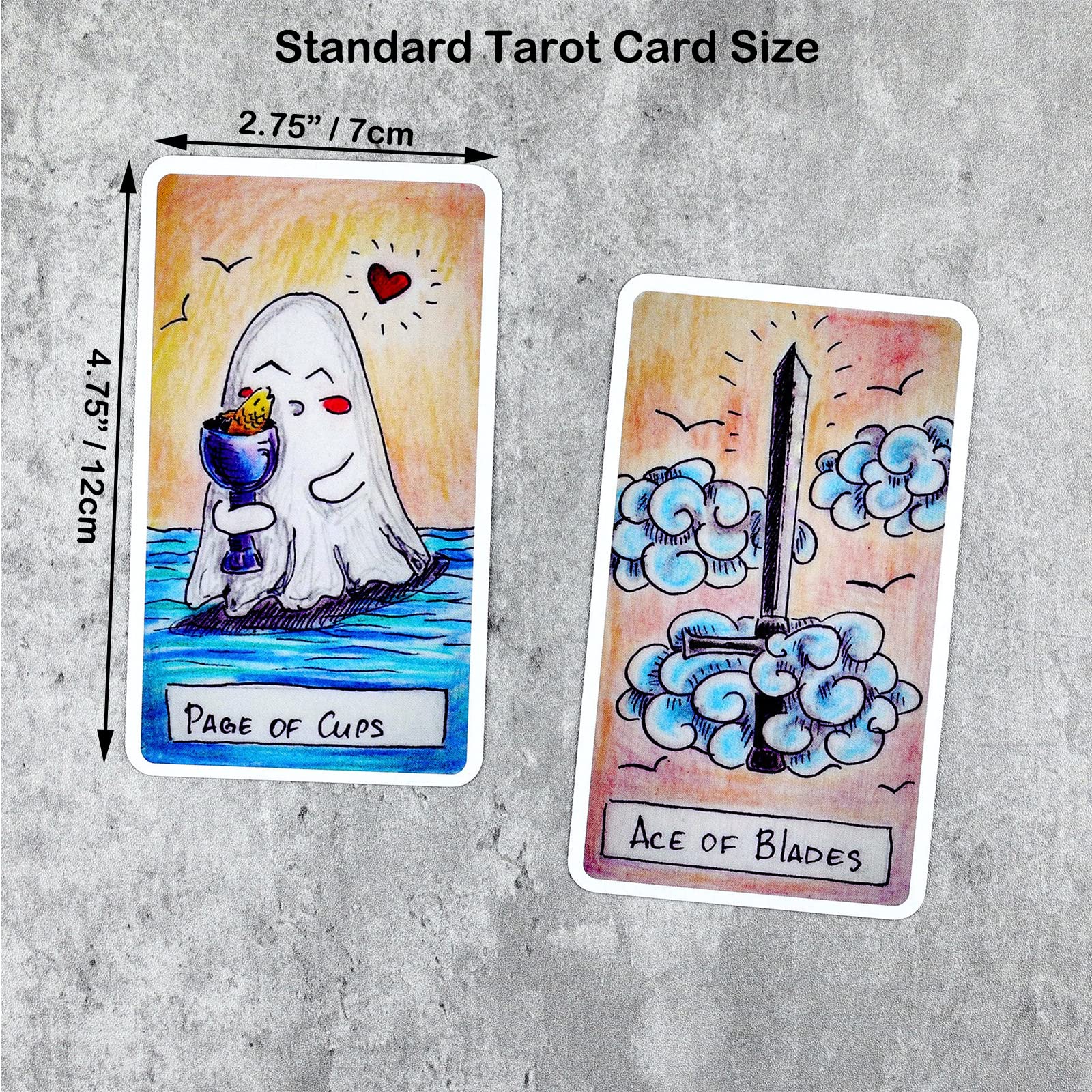 mrdiyshisha Cute Ghost Tarot Deck, 79 Funny Tarot Cards Based on Rider Waite Smith System, Guidebook Included for Beginners (2.75
