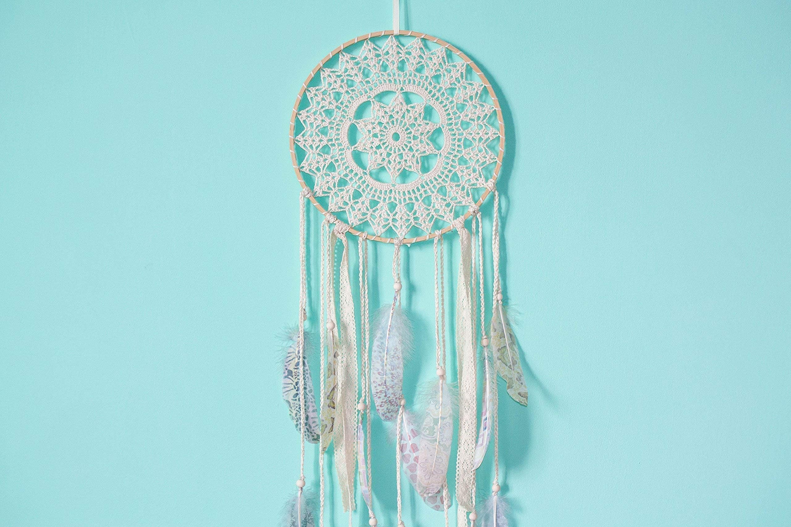 Large dreamcatcher Doily Crochet Big Dream Catcher Diam10.6"/26.5cm Boho Wall Hanging Decor Dreamcatcher Mobile