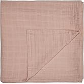 Huxie Swaddle - 100% Organic Cotton - Muslin Swaddle Blankets for Newborn, 47" x 47" (Blush)