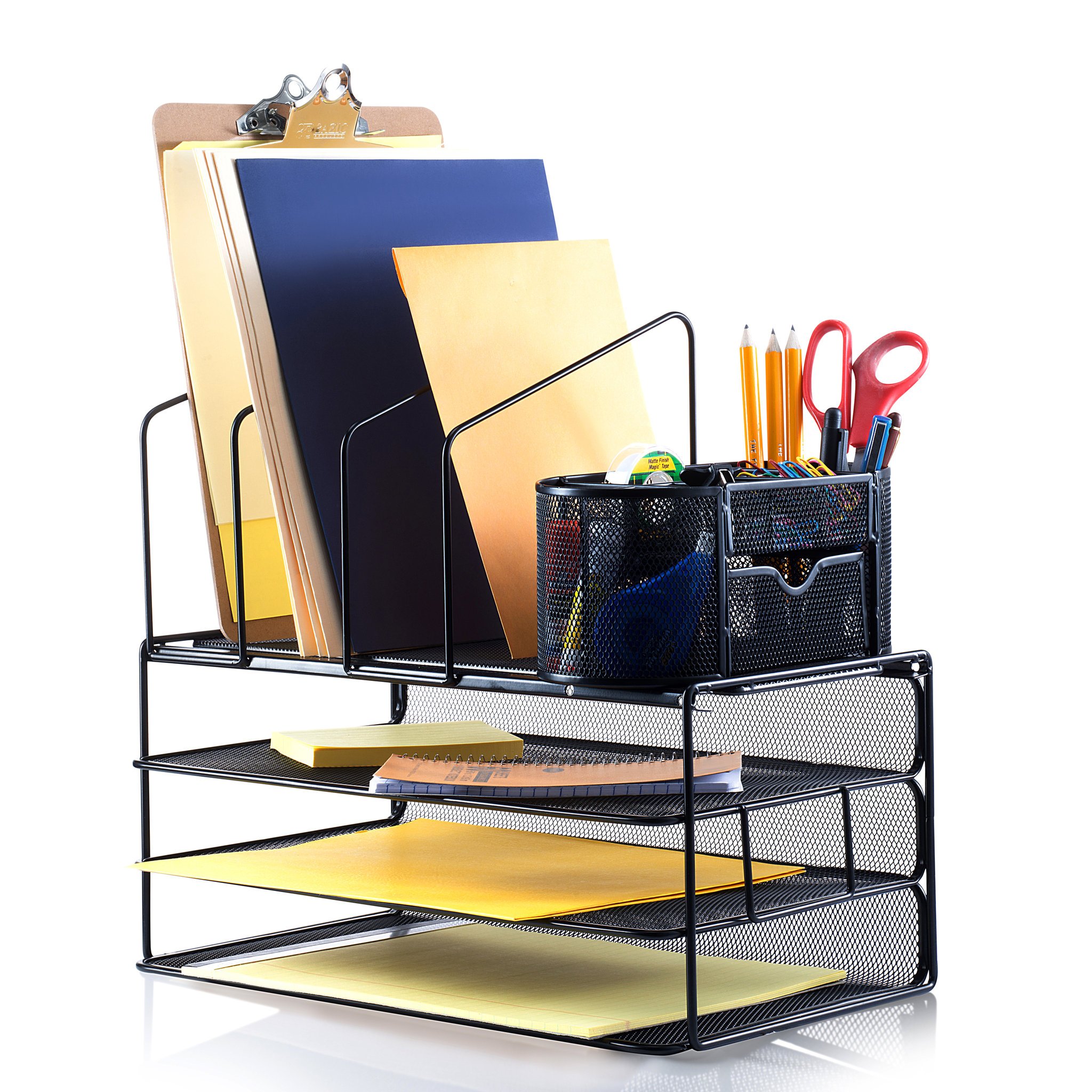 Desk Organizer Set All in Adjustable Desktop Organizer, Comes with Removable Extra Supply