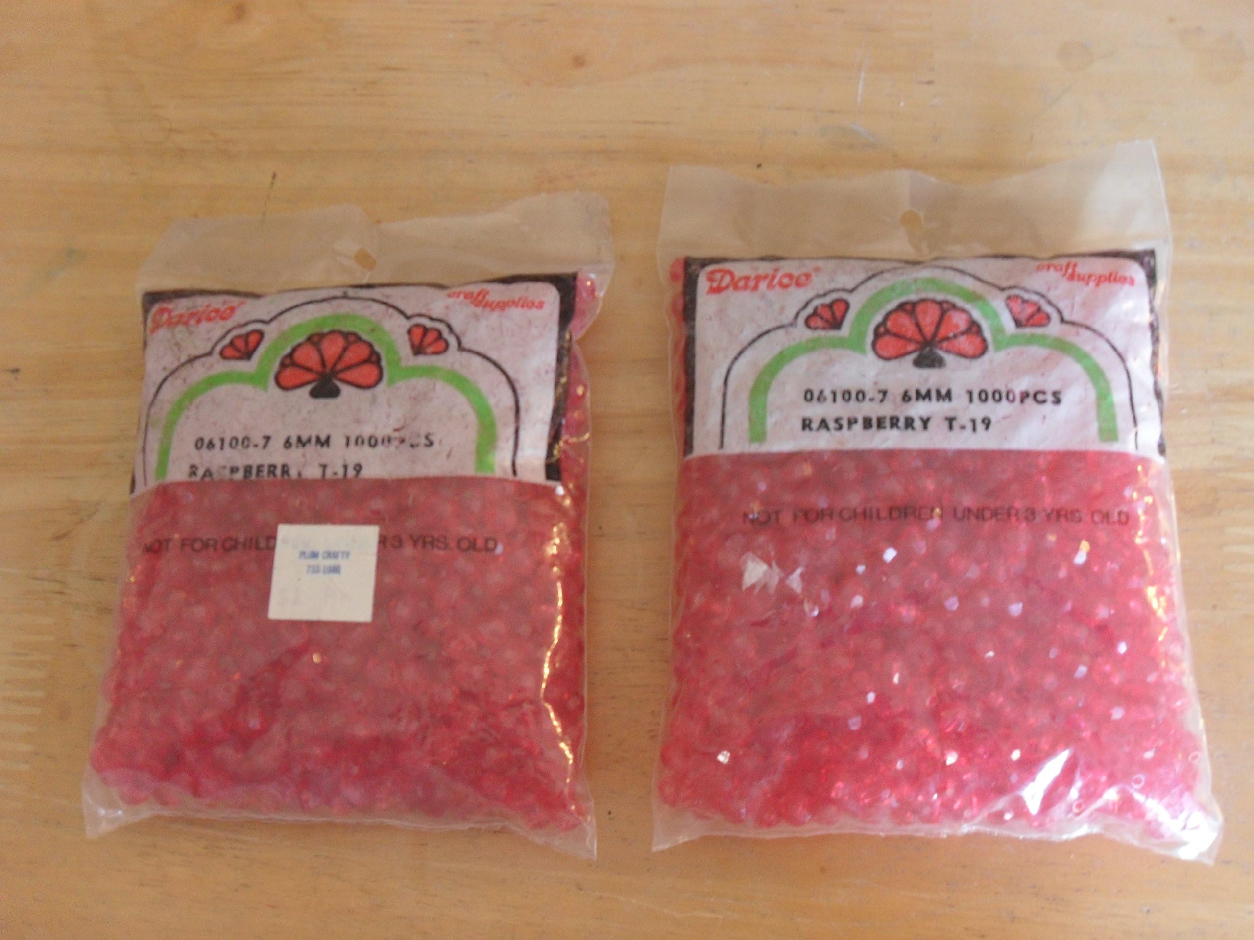 2 Raspberry T-19 Beeds 1000 Pics Each Pack