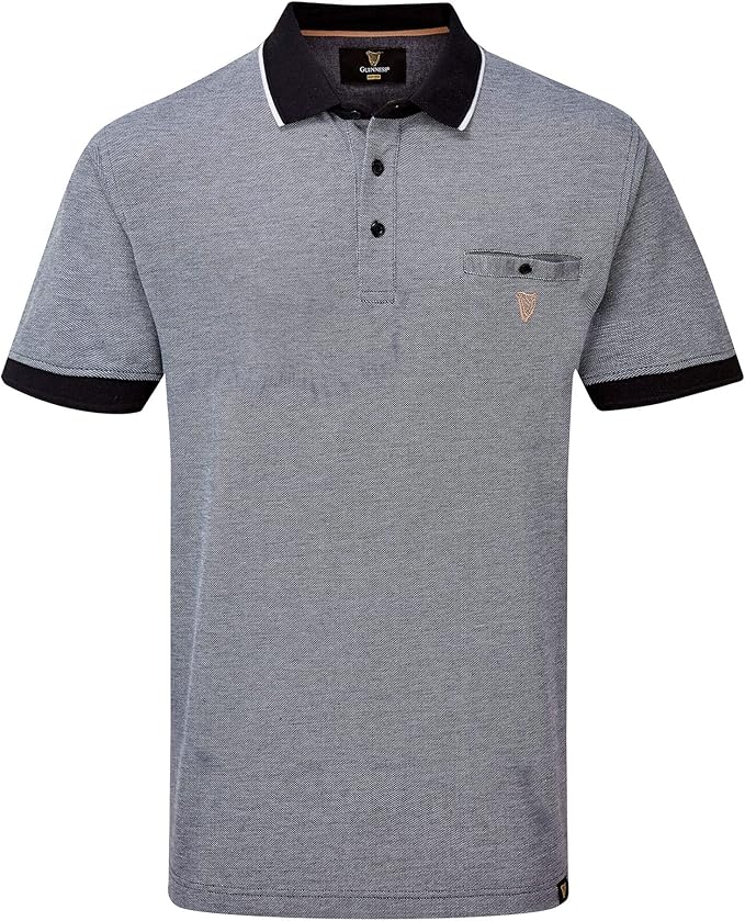 Cotton Traders Mens Plain Casual Guinness Pocket Polo Shirt in Black