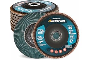 ABRAPRO 10 Pack, 6" x 7/8" Flap Discs,Arbor Size 7/8-inch,T27 Industrial Zirconia Abrasive Grinding Wheel for Metal, Wood, Stainless Steel Finishing,80 Grit