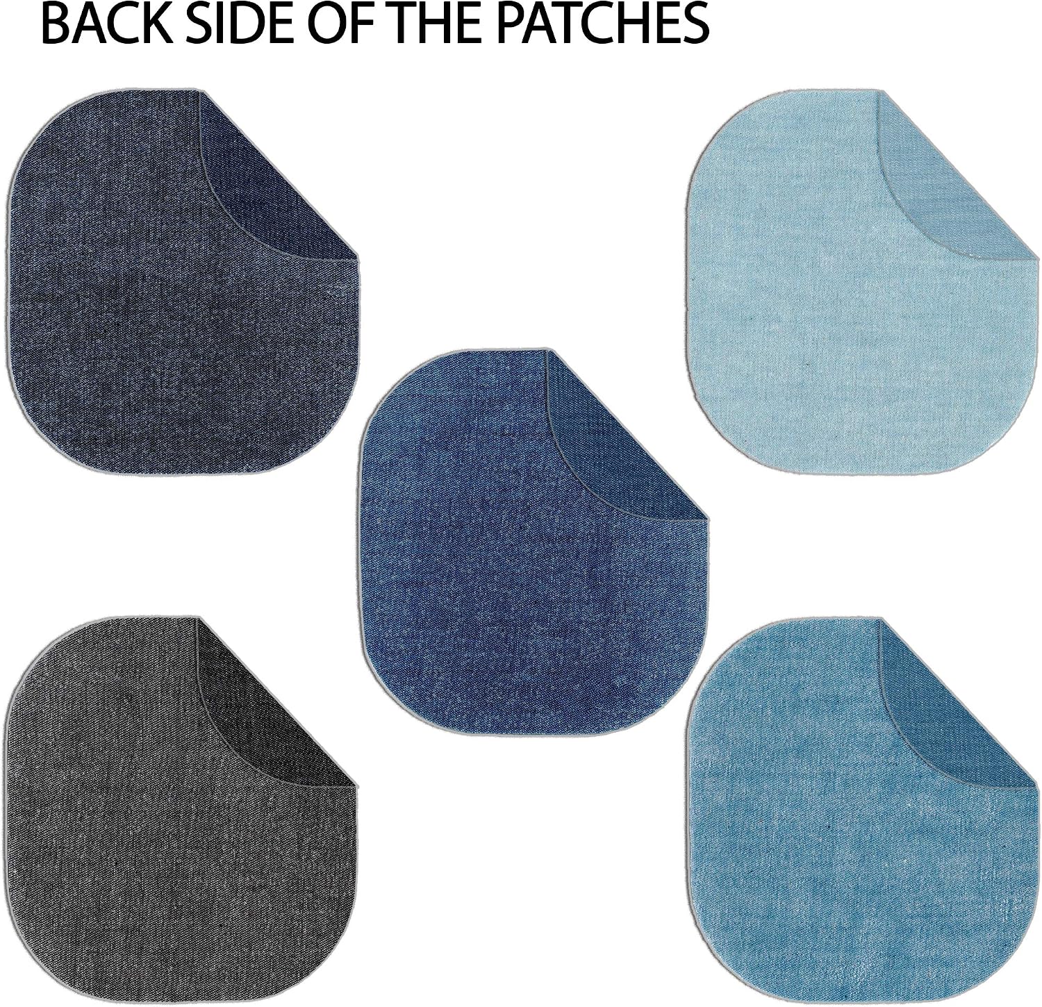 ZEFFFKA Denim Iron-on Jean Patches Inside & Outside Strongest Glue 100% Cotton Assorted Shades of Blue Black Repair Decorating Kit 10 Pieces Size 4-1/4" by 3-3/4" (9.8 cm x 10.8 cm) - Image 5