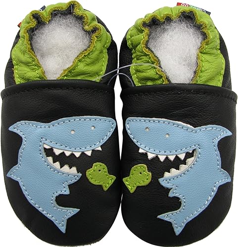 shoeszoo dolphin light blue  6-12m S soft sole leather baby shoes
