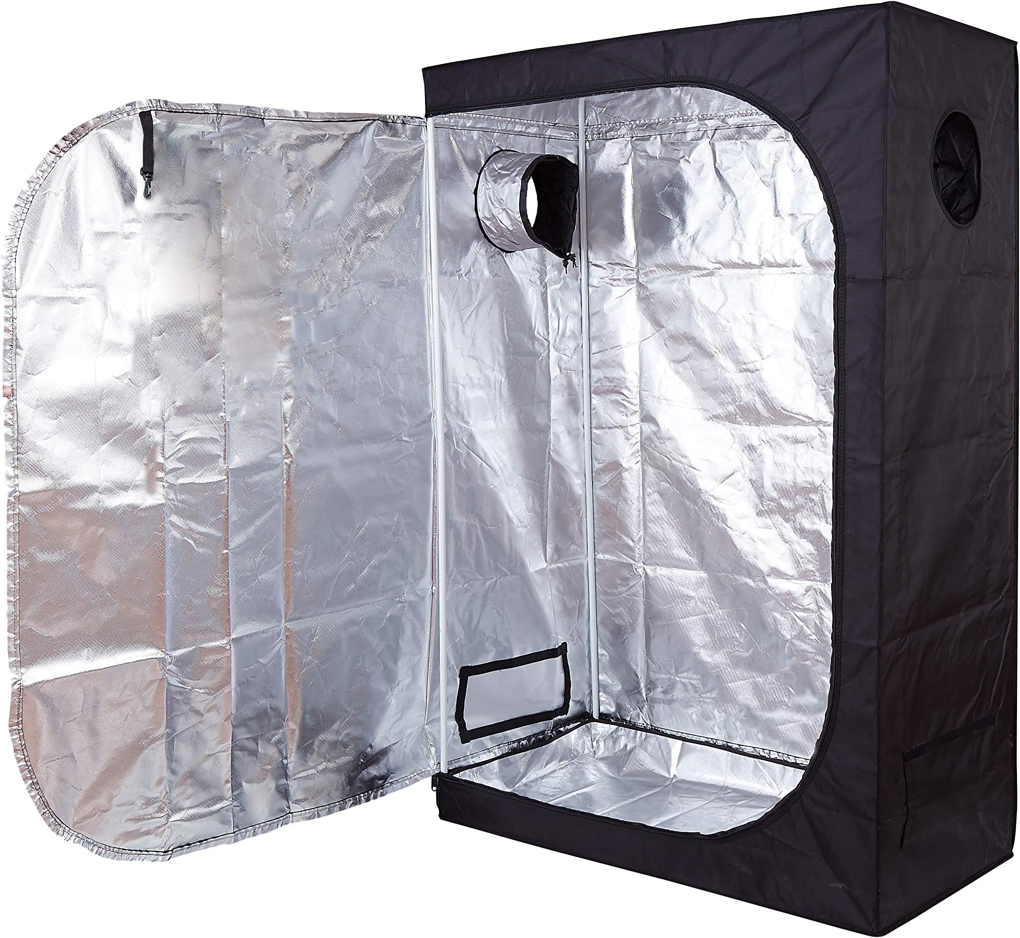 GreenHouser 36''x20''x63'', High Reflective Grow Tent, 3.58 cu ft, Polyester Outer Material, Waterproof Floor Tray