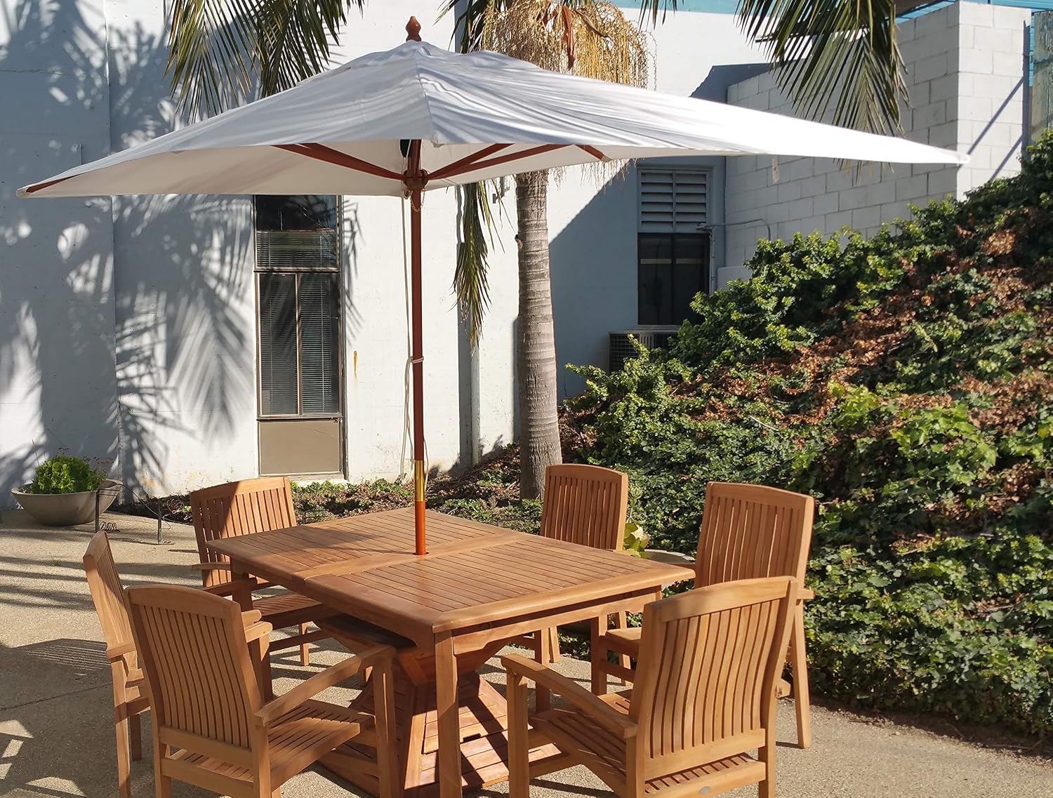Amazon Com New Wooden Rectangle Natural Color Umbrella 6 5 X 10 Whaxum1 Patio Umbrellas Garden Outdoor