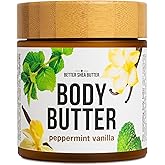 Peppermint Vanilla Body Butter - Natural Lotion for Women with Shea Butter & Jojoba Oil - Non-Greasy Whipped Body Lotion for Dry Skin - Vanilla Scented Peppermint Body Lotion