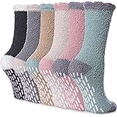 FNOVCO Non Slip Socks for Women Winter Warm Cozy Fuzzy Slipper Socks Soft Fluffy Hospital Socks with Grips
