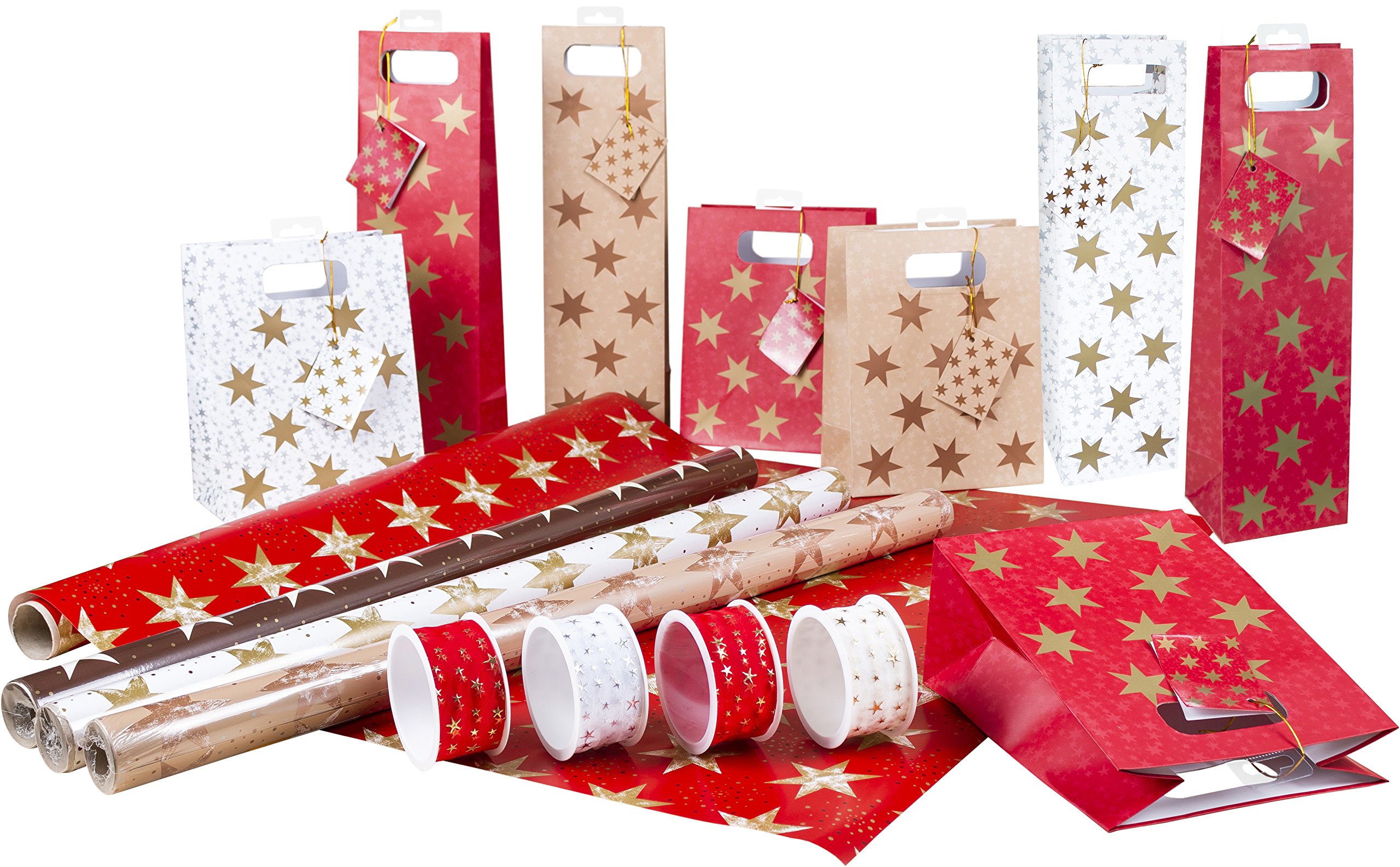 Heku Gift Packaging Set, Paper, Stars, 16-TLG