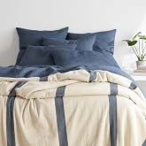 Pine Cone Hill Magnolia Stripe Navy Stripe Cotton Blanket, King
