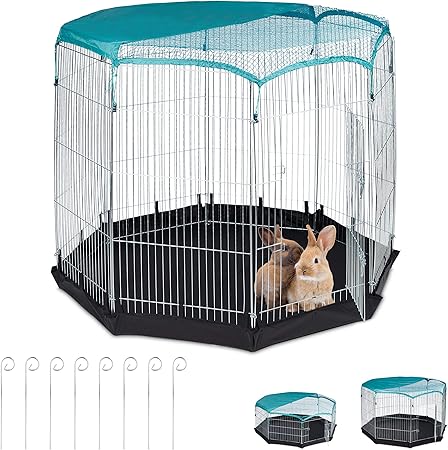 Relaxdays Freilaufgehege Boden Abdeckung 8 Gitter Kaninchen Meerschweinchen Gehege Hbt 122 5 X 160 X 160cm Silber Xxl Amazon De Kuche Haushalt