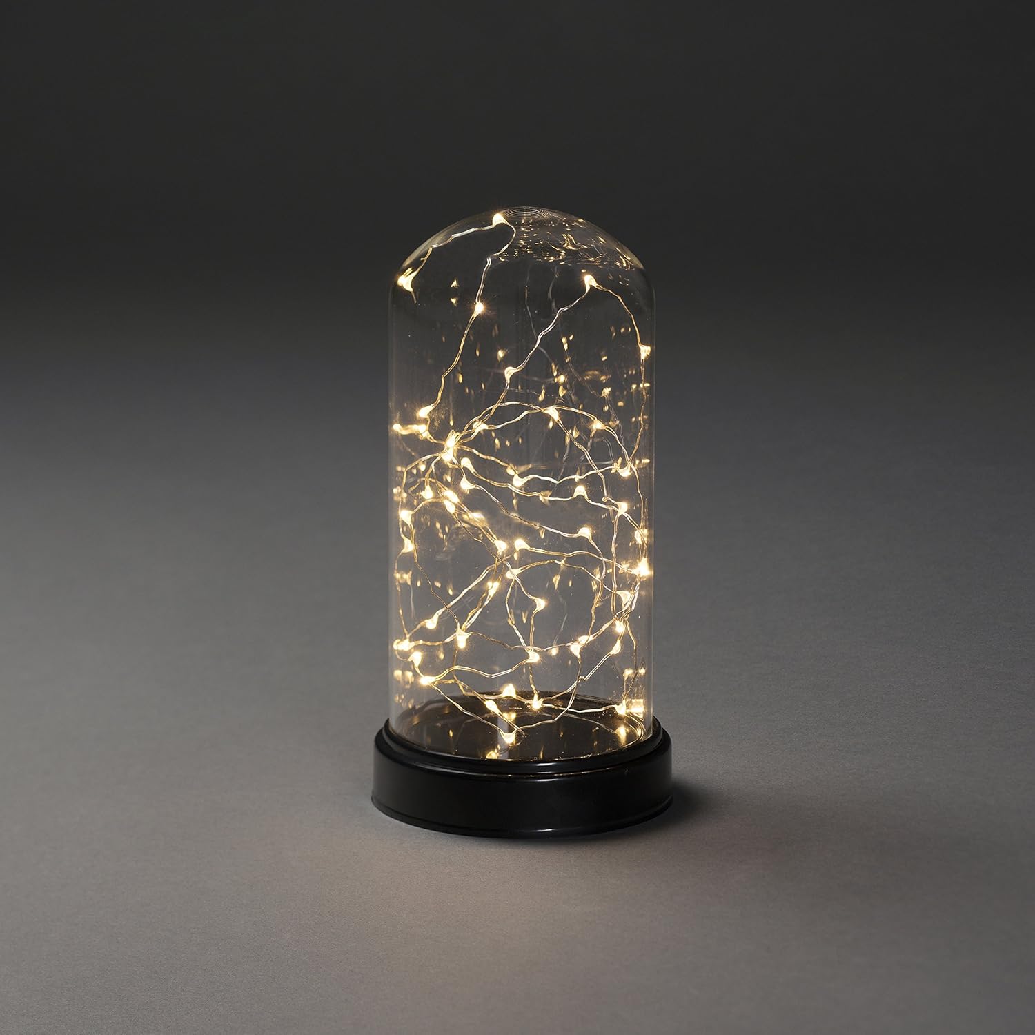 Konstsmide Dome Jar Decorative Lamp/Battery Lamp/LED Decorative Small Glass Effect Dome with Silver Wire/6H Timer/50 Amber White Diodes/Battery Operated 3AA (Not Included)/Indoor Use/Silver Wire - Image 3