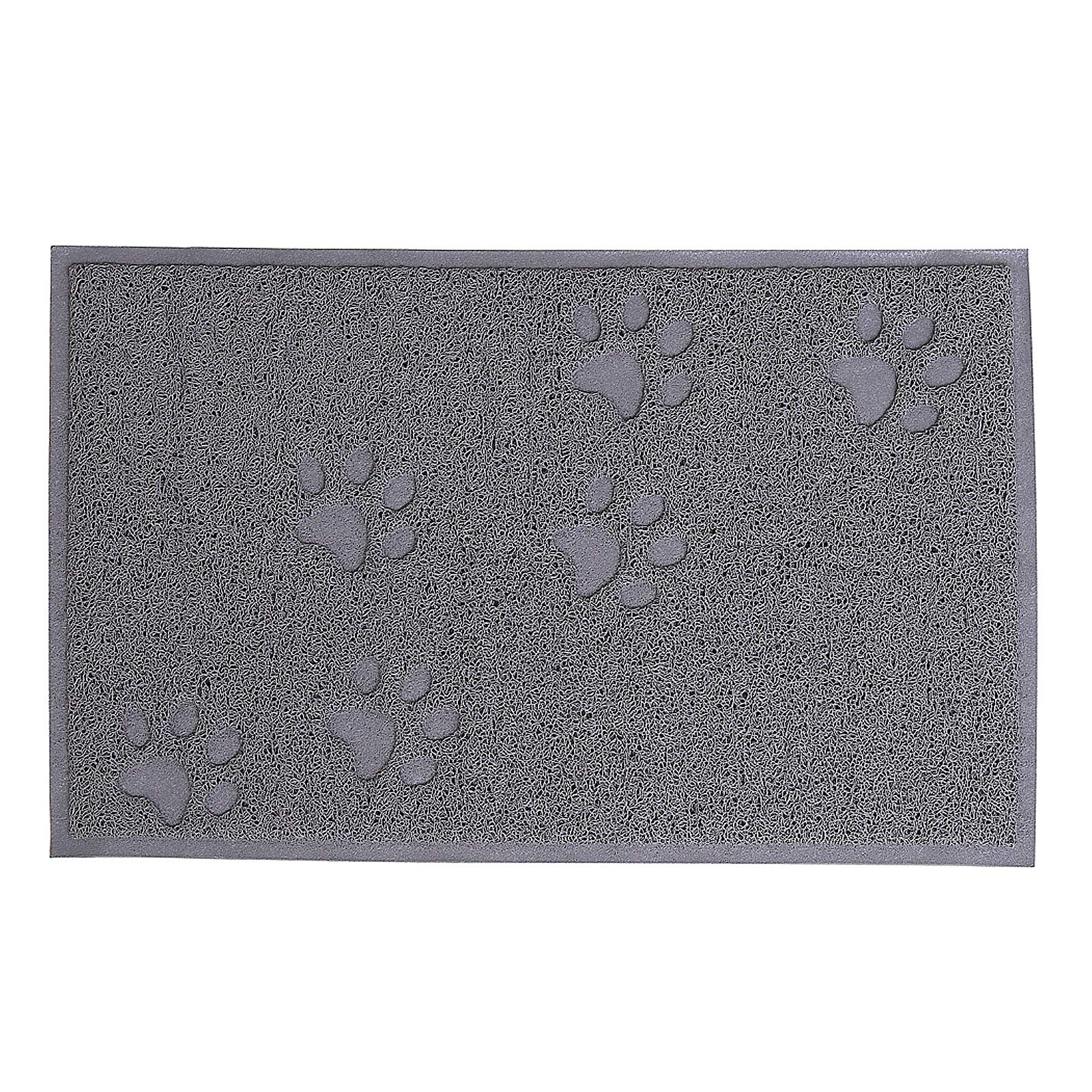 lionto Cat litter mat made of sturdy PVC, 60x90 cm, easy-to-clean litter tray mat with non-slip coating, cat litter mat keeps the home clean, gentle on cat paws, grey