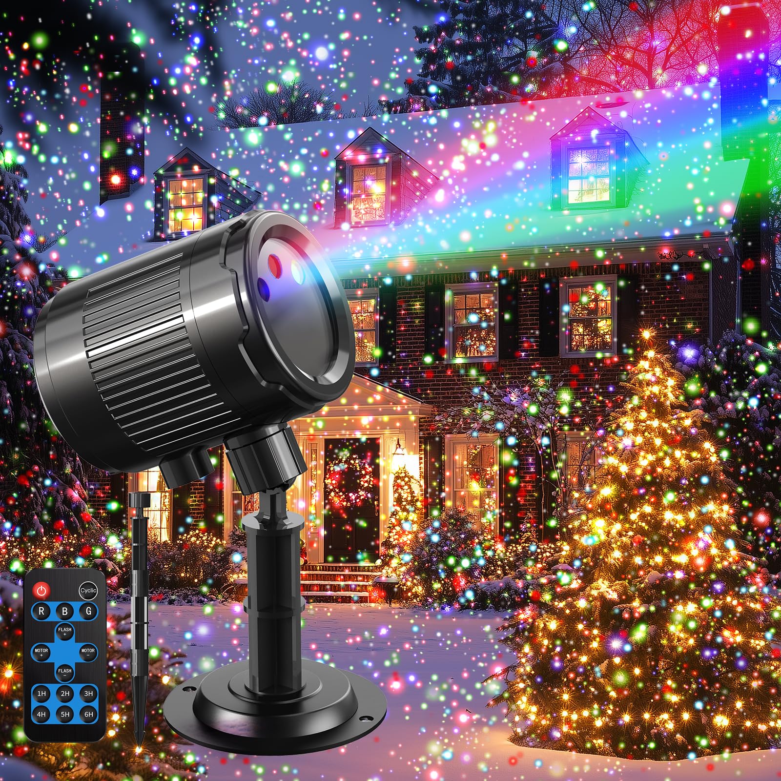 Photo 1 of Christmas Laser Projector Light Outdoor: RGB 3 Colors Firefly Moving Laser Lights, IP65 Waterproof Star Projector Lights Show Decor for Garden Yard Holiday Party, Christmas Halloween New Year Gift