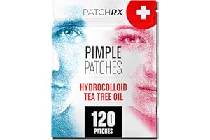 PATCHRX Pimple Patches for Face (120 Pack), Hydrocolloid Patch with Tea Tree Oil - Pimple Patch Zit Patch and Pimple Stickers - Hydrocolloid Acne Patches for Face - Zit Patches -Blemish Patches