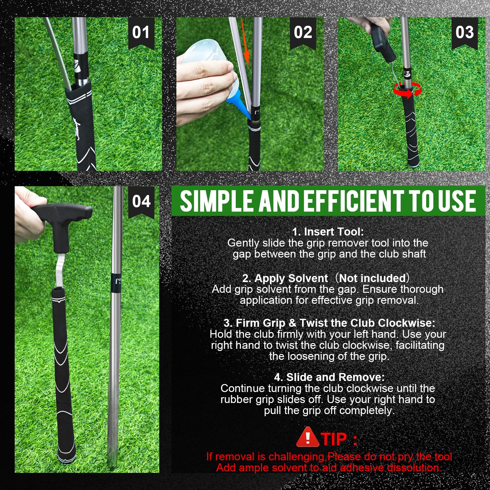 PICEBOM Golf Grip Removal Tool, VGroove Grip Remover Saver Gripping