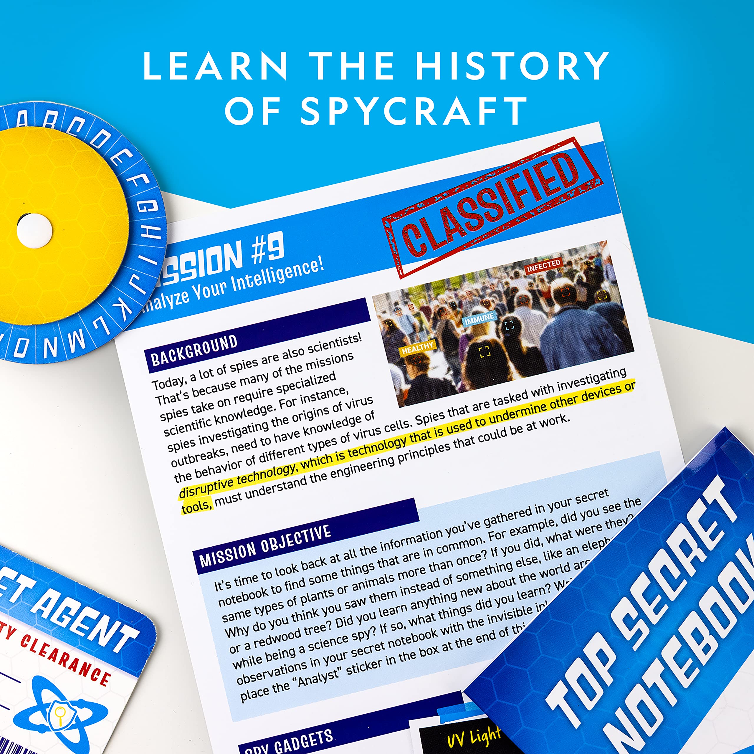National Geographic Spy Science Kit - Kids Spy Activity Set, Complete 10 Secret Missions with Gadgets for Kids and Gear, Detective Kit, Science Kits, Pretend Play