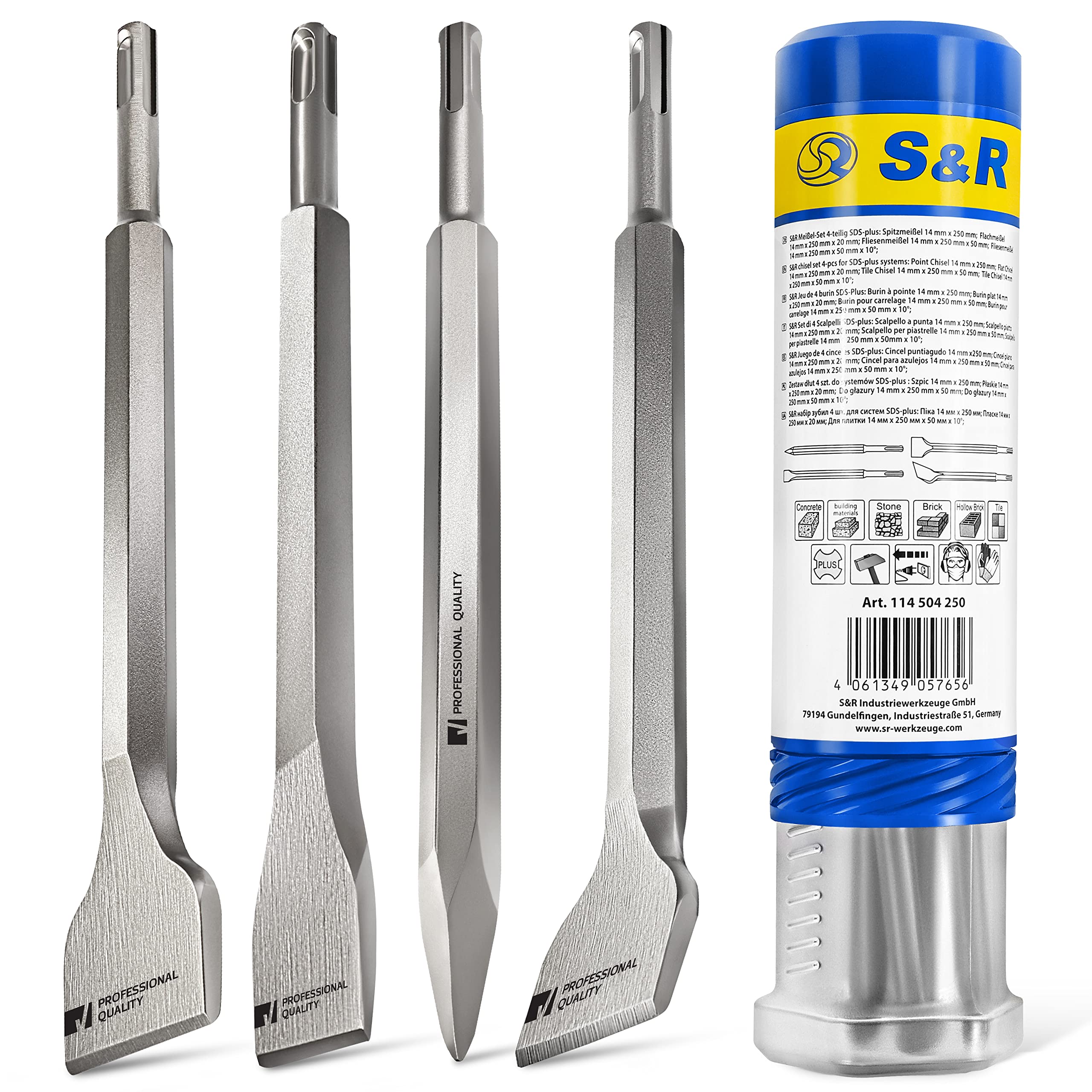 S&R Chisel Sets 4pcs 3pcs (4 pcs. Flat, Pointed, Tile chisels)