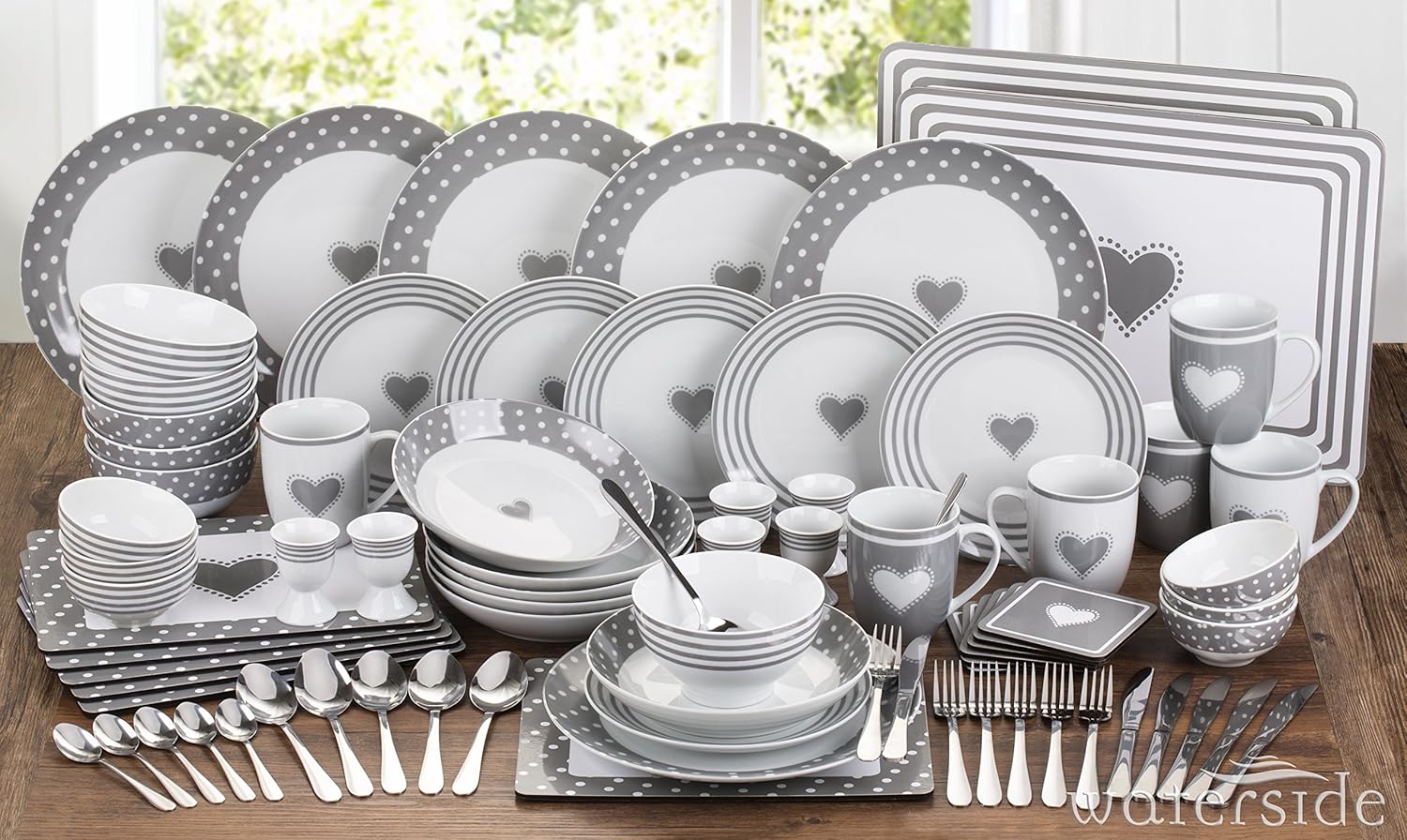 80 Piece Grey Heart Combo Set Amazonde Kche Haushalt