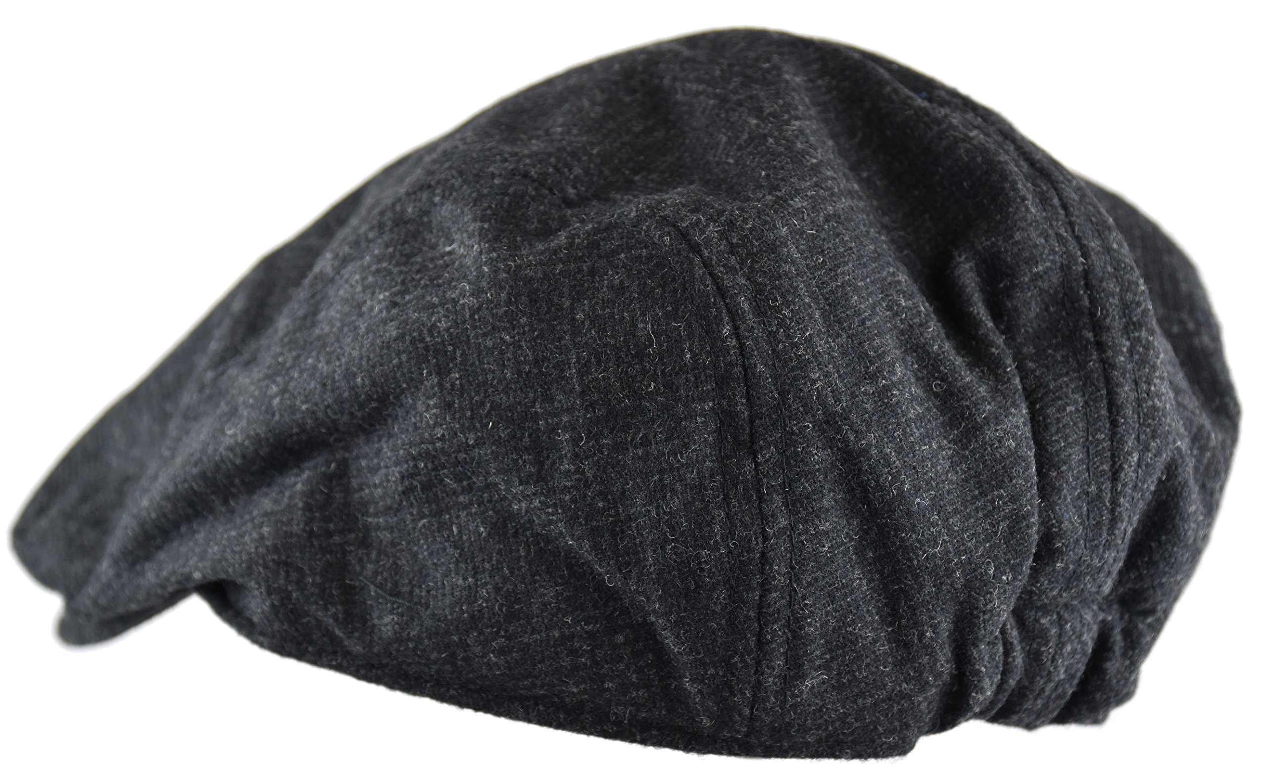Wonderful Fashion Men's Classic Herringbone Tweed Wool Blend Newsboy Ivy Hat (Large/X-Large, Charcoal)