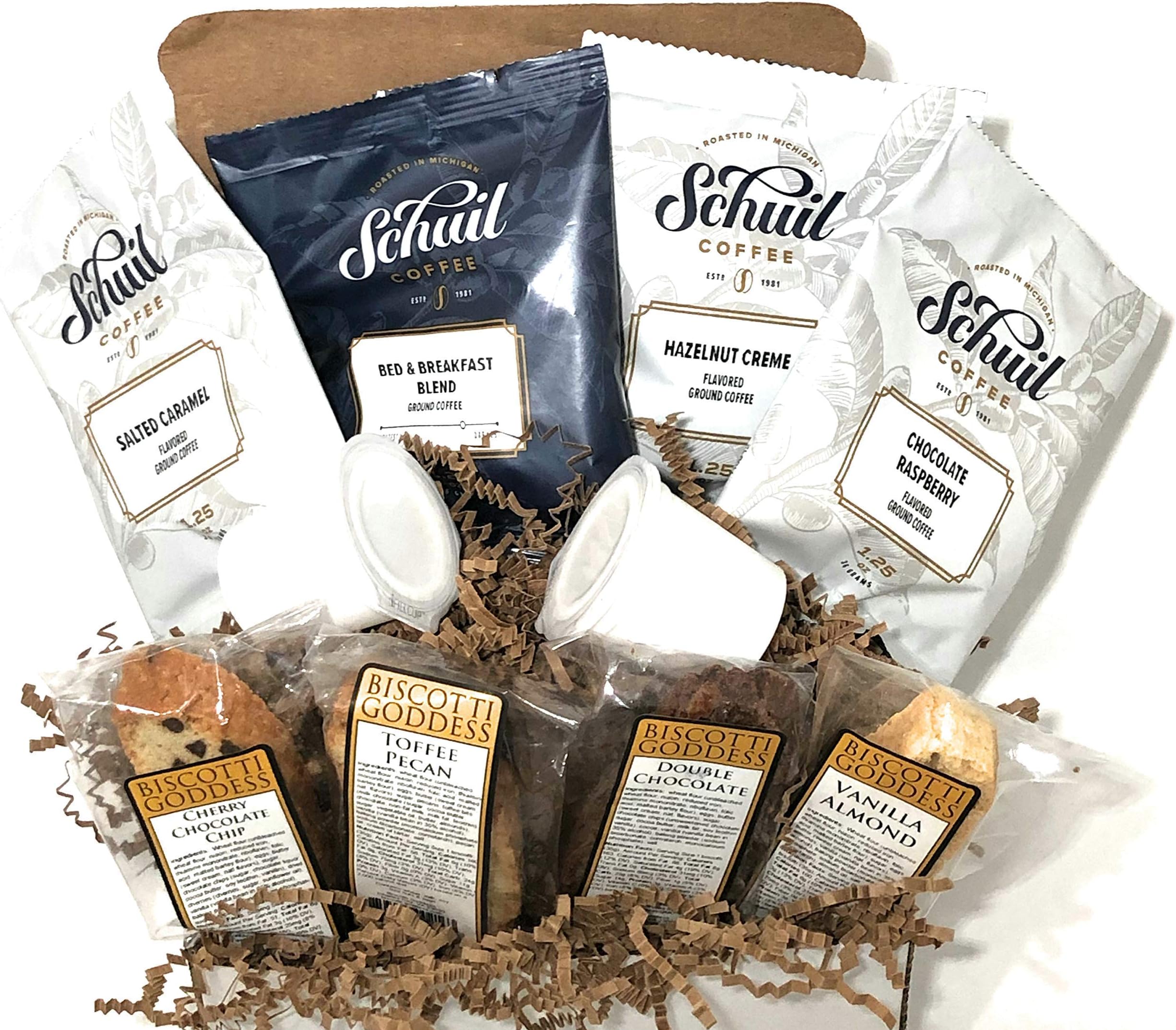 Coffee Gift Box Set With Kosher Non-GMO Biscotti & Ifill Cup