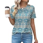 Kistore Womens Casual Crew Neck Short Sleeve Pleated Tops Blouses Fashion Clothes 2026